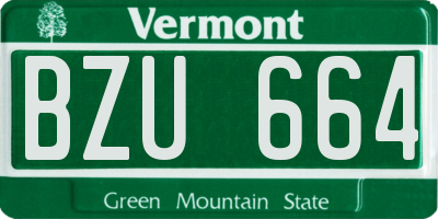 VT license plate BZU664