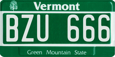 VT license plate BZU666