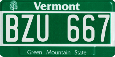 VT license plate BZU667
