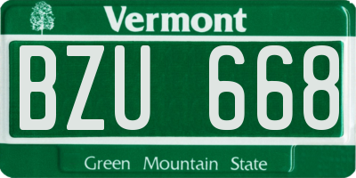 VT license plate BZU668