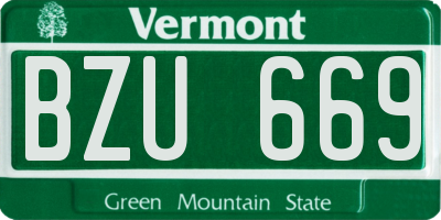 VT license plate BZU669