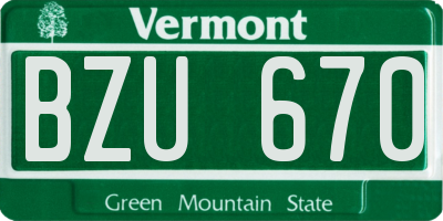 VT license plate BZU670