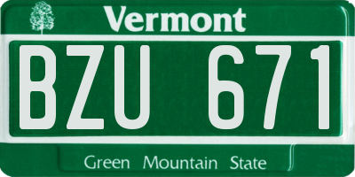 VT license plate BZU671
