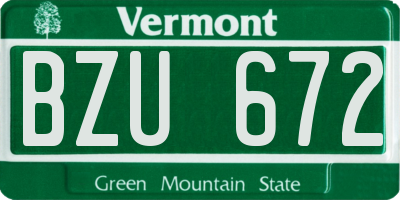 VT license plate BZU672