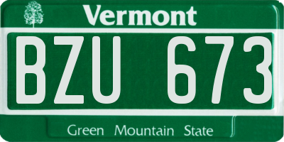 VT license plate BZU673