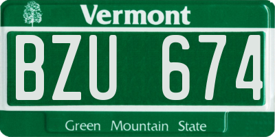 VT license plate BZU674