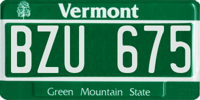VT license plate BZU675