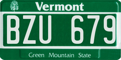 VT license plate BZU679