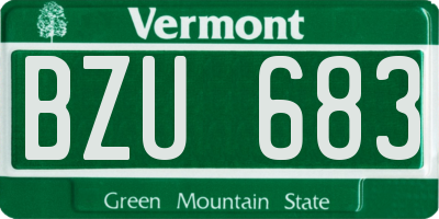 VT license plate BZU683