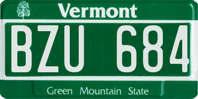 VT license plate BZU684