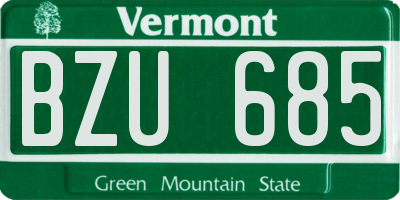 VT license plate BZU685