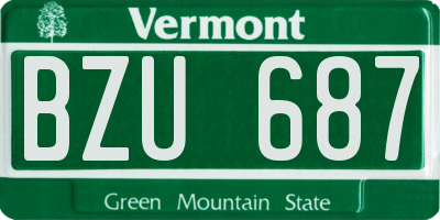 VT license plate BZU687