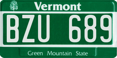 VT license plate BZU689