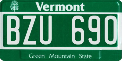 VT license plate BZU690