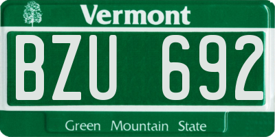 VT license plate BZU692