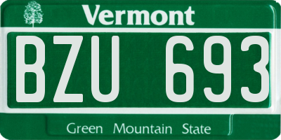VT license plate BZU693