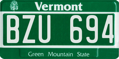 VT license plate BZU694
