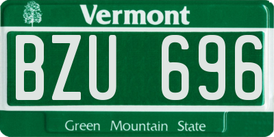 VT license plate BZU696