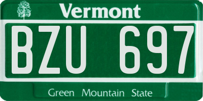 VT license plate BZU697