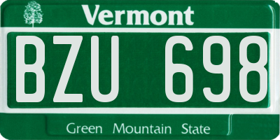 VT license plate BZU698