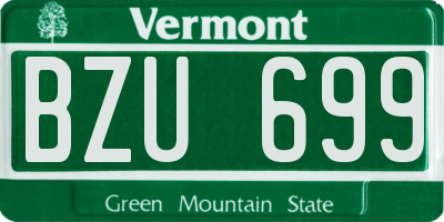 VT license plate BZU699