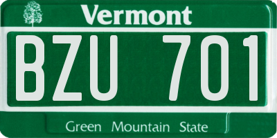 VT license plate BZU701