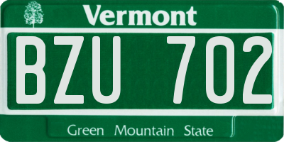 VT license plate BZU702