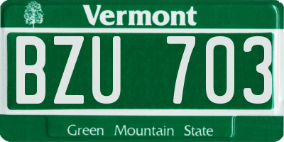 VT license plate BZU703