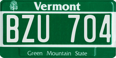 VT license plate BZU704