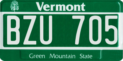 VT license plate BZU705