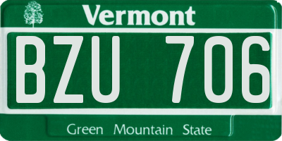 VT license plate BZU706