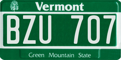 VT license plate BZU707