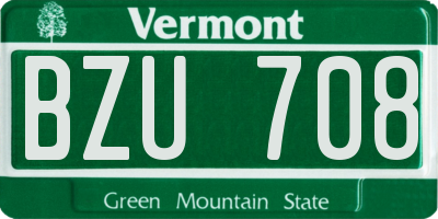VT license plate BZU708