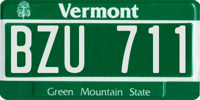 VT license plate BZU711