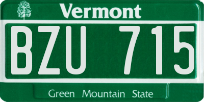 VT license plate BZU715