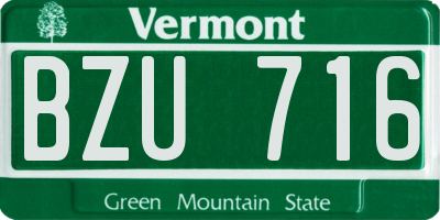 VT license plate BZU716