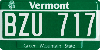 VT license plate BZU717