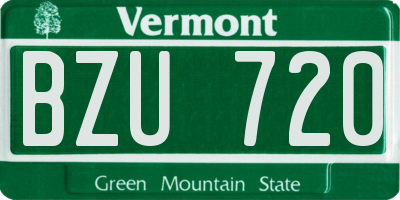 VT license plate BZU720