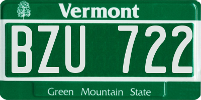 VT license plate BZU722