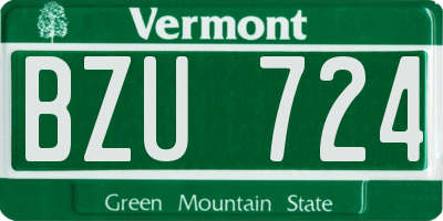 VT license plate BZU724