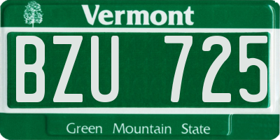 VT license plate BZU725