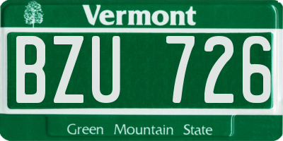 VT license plate BZU726