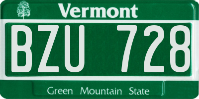 VT license plate BZU728