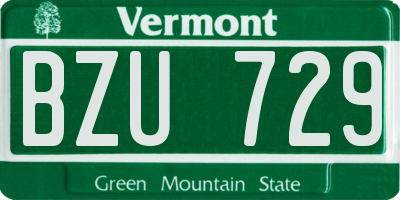 VT license plate BZU729