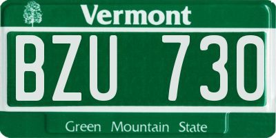 VT license plate BZU730