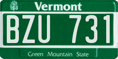 VT license plate BZU731