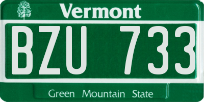 VT license plate BZU733