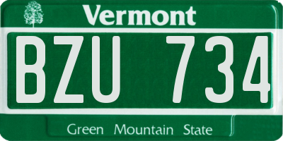 VT license plate BZU734