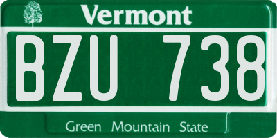 VT license plate BZU738