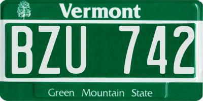 VT license plate BZU742